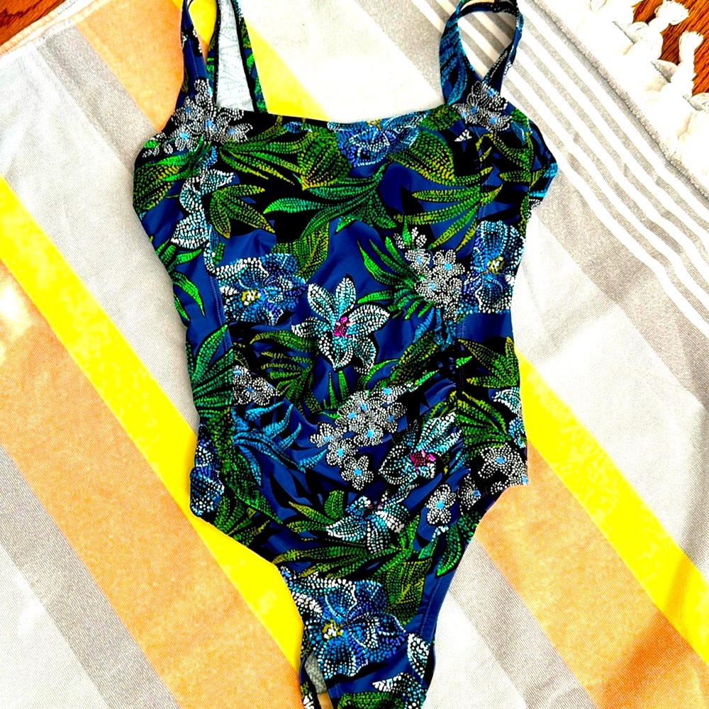 Tropical one piece swimsuit